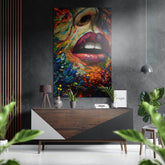 Lips Brushed Aluminum Dibond Wall Art.